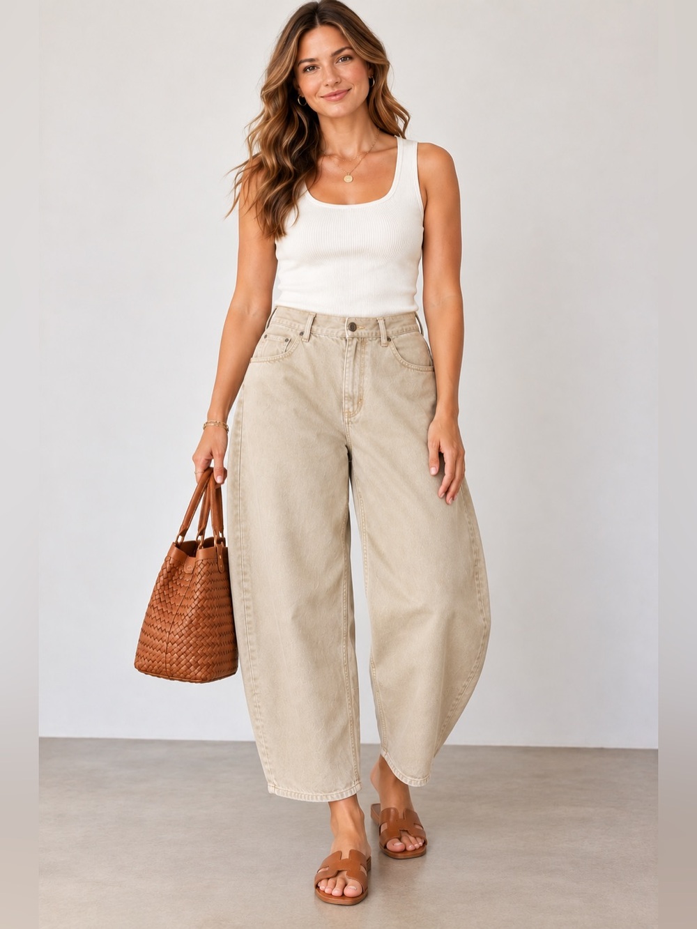 COS Jeans Size 10 Barrel Mom Baggy 90s 80s Light Butter Sand Crop Y2K Boho